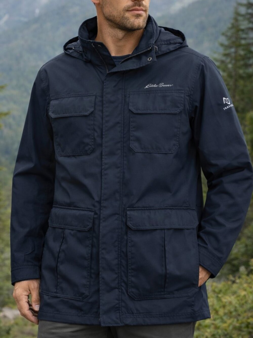 Eddie Bauer WeatherEdge Travex Jacket Mens Large Waterproof Hooded Utility